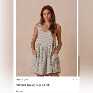 Rylee + Cru Sage Check Summer Dress